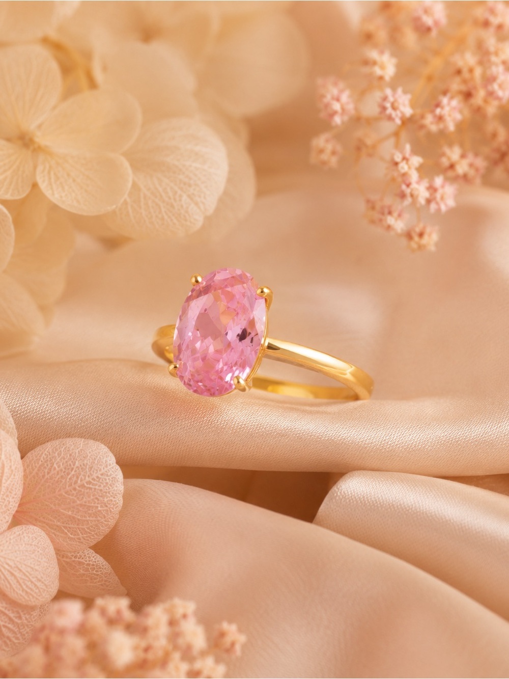 Pink  Crystal Silver Ring size 7